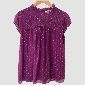 ba&sh Purple Metallic Dot Sleeveless “Coco” Blouse S ($235)